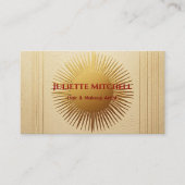 Carte de visite Art Déco ensoleillée dorée texturé (Devant)