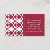Carte de visite Art déco fleuri, rose foncé (Dos)