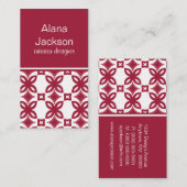 Carte de visite Art déco fleuri, rose foncé (Devant / Derrière)