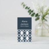 Carte de visite Art déco Fleurs, Bleu (Debout devant)