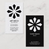 Carte De Visite Art Déco Flower Star - Front blanc, Arrière noir (Devant / Derrière)