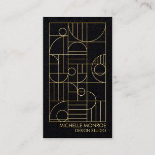 Carte De Visite Art Déco Géométrique moderne Faux Gold/Black Paper