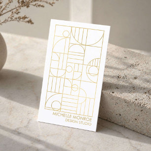 Carte De Visite Art Déco géométrique moderne Faux Gold Designer