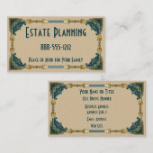 Carte De Visite Art Déco Green et Gold encadré professionnel (Devant / Derrière)