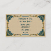Carte De Visite Art Déco Green et Gold encadré professionnel (Dos)
