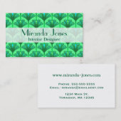 Carte De Visite Art Déco Lily, Jade Green et Turquoise (Devant / Derrière)