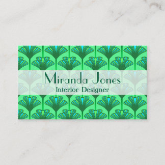 Carte De Visite Art Déco Lily, Jade Green et Turquoise