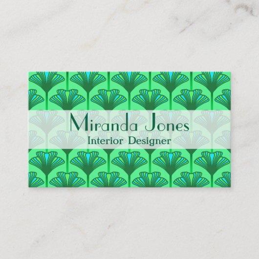 Carte De Visite Art Déco Lily, Jade Green et Turquoise (Devant)