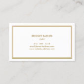 Carte De Visite ART DÉCO MONOGRAM LOGO INITIAL en OR et BLANC (Dos)