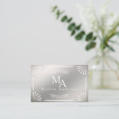 Carte De Visite Art Déco Monogram Silver Personal (Debout devant)