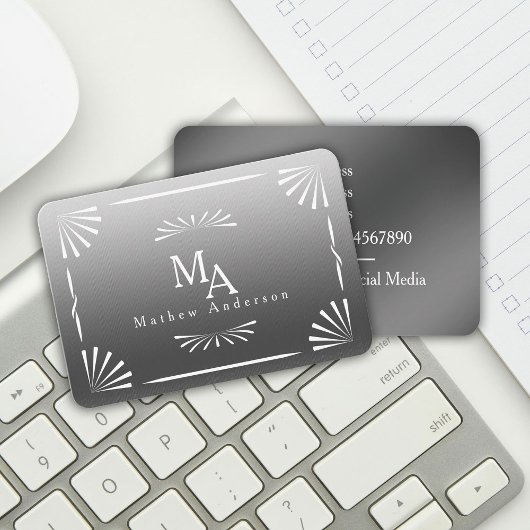 Carte De Visite Art Déco Monogram Silver Personal