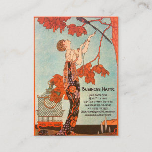 Carte De Visite Art Déco vintage, Oiseau Volage de George Barbier