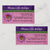 Carte De Visite Art Décoratif Rose Violet Chic Fleur Design (Devant / Derrière)