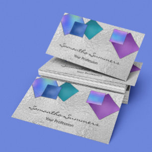 Carte De Visite Art Dichroïen moderne en verre fondu Blanc