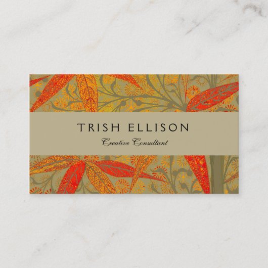 Carte De Visite Art en bambou terrestre Vintage Imprimer orange (Devant)