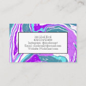 Carte De Visite Art fluide abstrait en marbre violet et sarcelle (Dos)