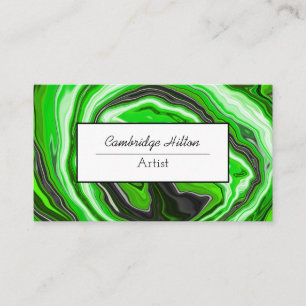 Carte De Visite Art fluide abstrait tourbillon vert et noir 