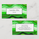 Carte De Visite Art fluide abstrait vert et noir   (Devant / Derrière)