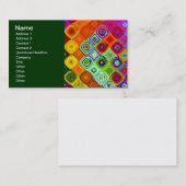 Carte De Visite Art Fractal Rouge Vert Mosaïque (Devant / Derrière)