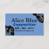 Carte De Visite Art fractal Sage bleu et noir Monogramme (Dos)