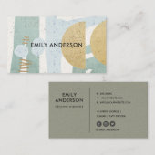 CARTE DE VISITE ART GÉOMÉTRIQUE ABSTRAIT MODERNE D'AQUA SUBTIL MOL (Devant / Derrière)