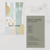 CARTE DE VISITE ART GÉOMÉTRIQUE ABSTRAIT MODERNE D'AQUA SUBTIL MOL (Devant / Derrière)