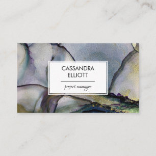 Carte De Visite Art liquide abstrait à l'encre alcoolique dorée et