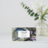 Carte De Visite Art Liquide Abstrait Blue Purple & Gold Alcohol (Debout devant)