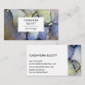 Carte De Visite Art Liquide Abstrait Denim Blue & Gold Alcohol (Devant / Derrière)