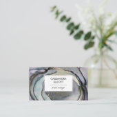 Carte De Visite Art Liquide Abstrait Dusty Blue & Gold Alcohol (Debout devant)