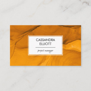 Carte De Visite Art Liquide Abstrait Orange Unique De L'Encre D'Al
