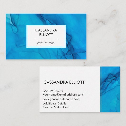 Carte De Visite Art Liquide Abstrait Scuba Blue Alcohol Enk (Devant / Derrière)