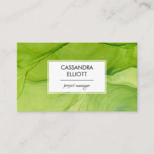 Carte De Visite Art Liquide de l'encre verte Abstraite