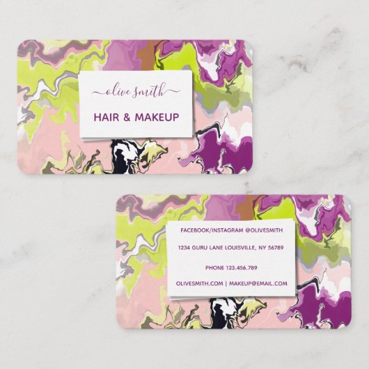 Carte De Visite Art liquide moderne acrylique (Devant / Derrière)