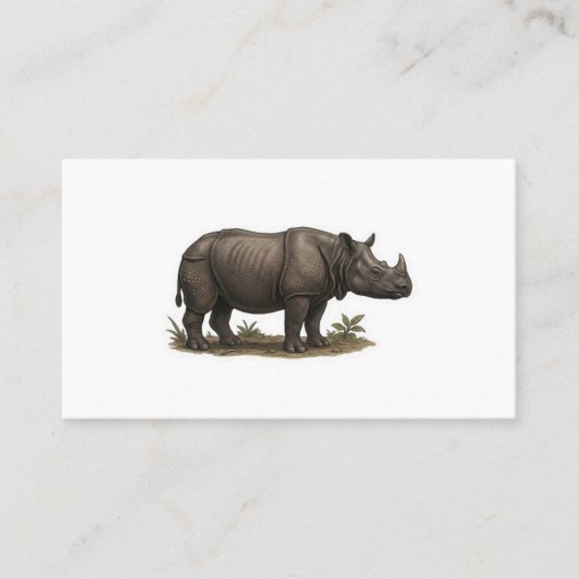 Carte De Visite Art majestueux du rhinocéros de Java - Faune rare  (Devant)
