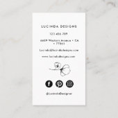 Carte De Visite Art moderne à motifs floraux noirs et blancs (Dos)