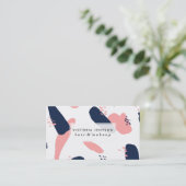 Carte De Visite Art moderne bleu marine abstrait pastel rose rose (Debout devant)