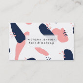 Carte De Visite Art moderne bleu marine abstrait pastel rose rose (Devant)