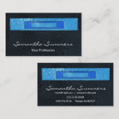 Carte De Visite Art moderne Dichroïen Fused Glass Art noir bleu (Devant / Derrière)