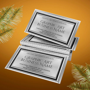 Carte De Visite Art moderne Graphiste Design Argent Noir Déco