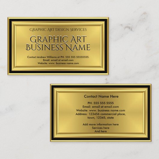Carte De Visite Art moderne Graphiste Gold Noir Déco (Devant / Derrière)
