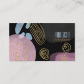 Carte De Visite Art moderne or abstrait noir rose bleu (Devant)