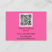 Carte De Visite Art Nail Féminin QR Code Scannable Neon rose (Devant)