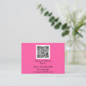 Carte De Visite Art Nail Féminin QR Code Scannable Neon rose (Debout devant)
