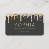 Carte De Visite Art Nail moderne Beauté Salon Black Gold Drift (Devant)