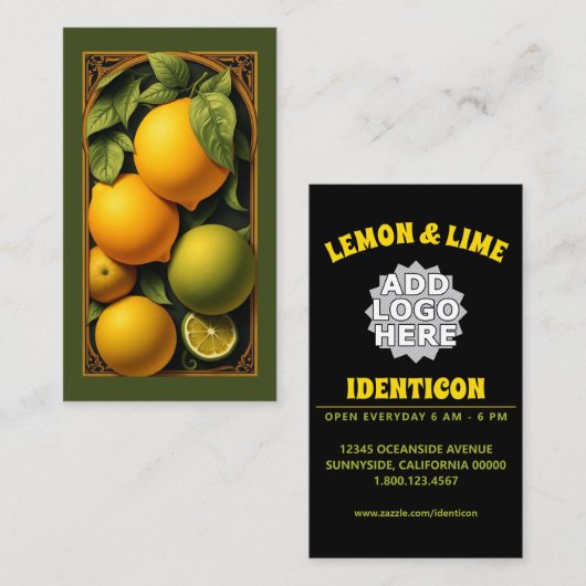 Carte De Visite Art Nouveau Citron Lime (Devant / Derrière)