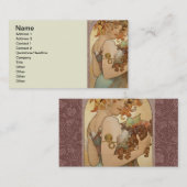 Carte De Visite Art Nouveau Femme Mucha Belle (Devant / Derrière)