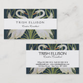 Carte De Visite Art Nouveau Swan Deux Swans (Devant / Derrière)