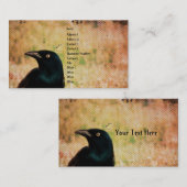 Carte De Visite Art numérique d'oiseaux de Grackle (Devant / Derrière)