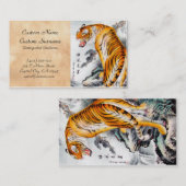 Carte De Visite Art pelucheux de tigre d'aquarelle chinoise (Devant / Derrière)